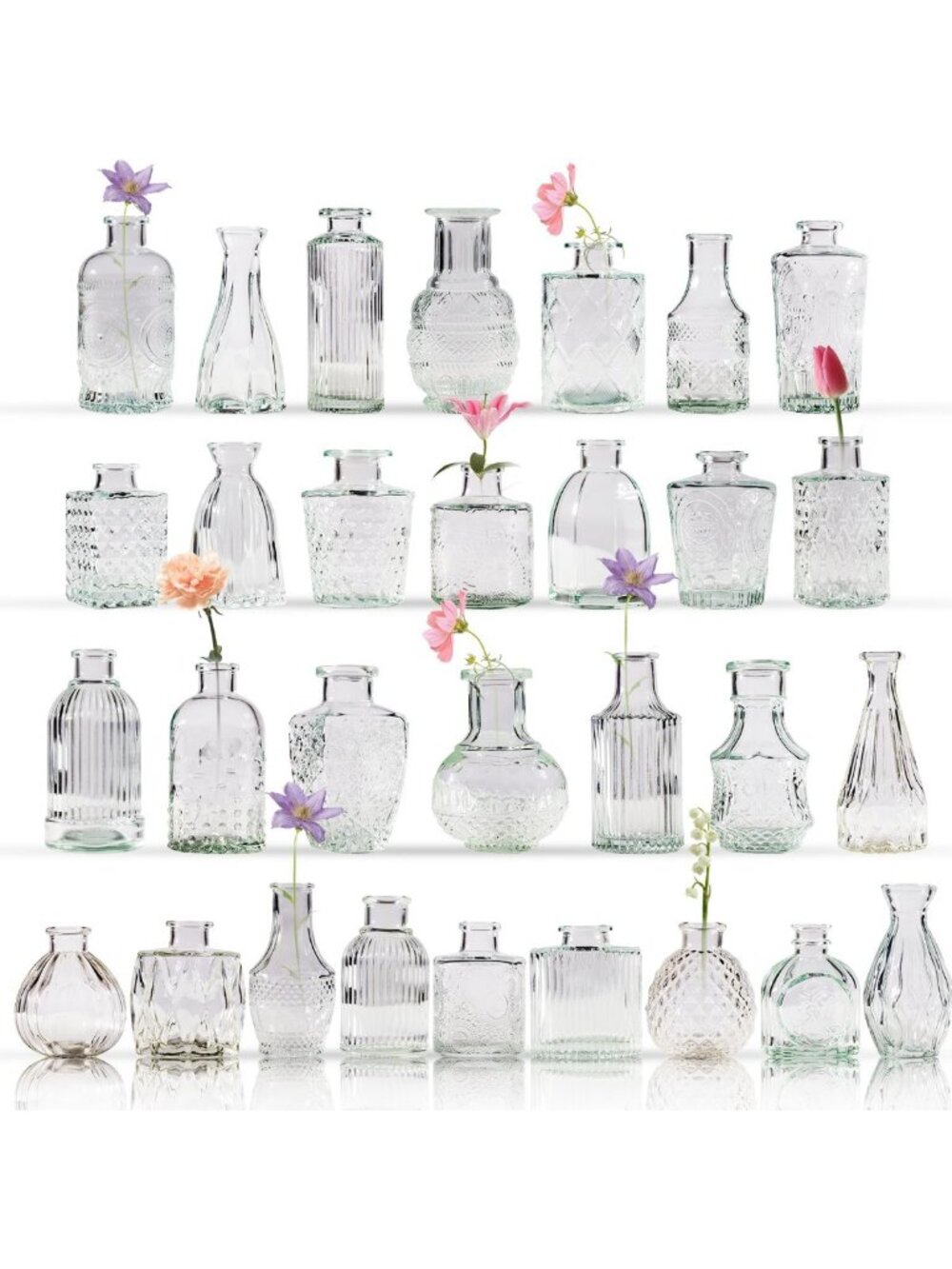 80 Pcs Clear Glass Bud Vases Set for Centerpieces, Wedding Decor & Home Flower